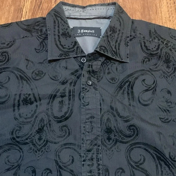 J. Campbell Los Angeles Men’s Paisley Black Button Down Shirt XL - Picture 6 of 6